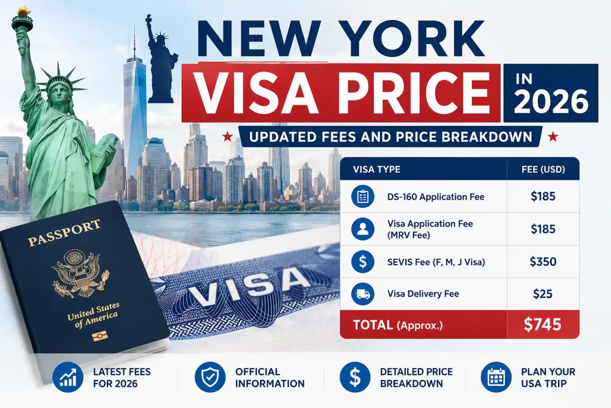 New York Visa Price in 2026 Updated Fees and Price Breakdown